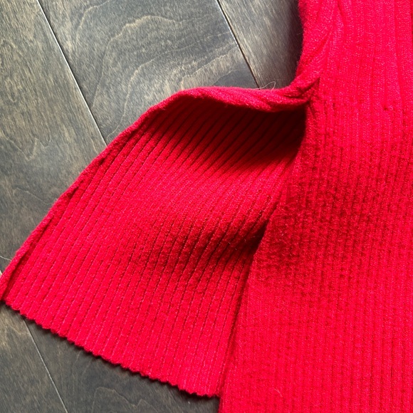 ✨HOST PICK ✨ Mock Neck Red Sweater Dress with Long Sleeves and Asymmetrical Cut - Picture 7 of 7